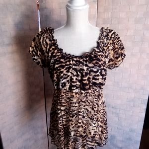 No Boundaries Size Misses  XXL 19 Leopard Print Lace Top